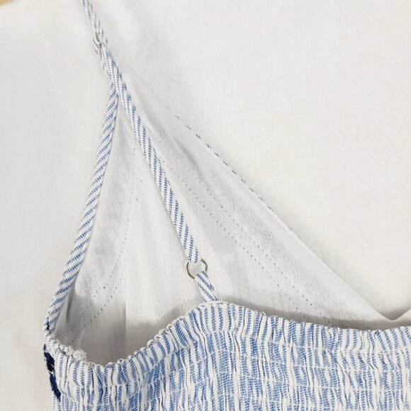 Japana, Palazzo Jumpsuit, S, Blue & White Stripe, Spaghetti Straps, Navy Trim - Picture 8 of 15